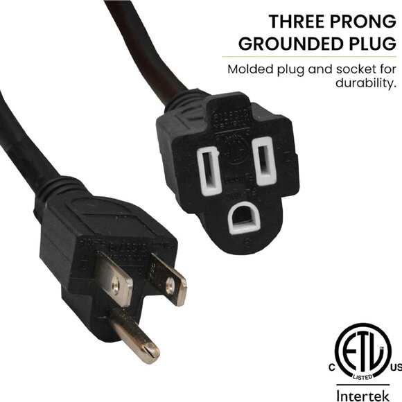 Go Green Power Inc. GG-13825BK-14/3 SJTW Outdoor Extension Cord, Black, 25 ft - Picture 3 of 4